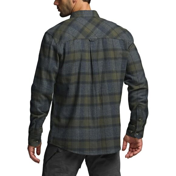 Mens Grey Cotton Flannel Shirt Long Sleeve Brushed Soft Casual Outdoor Plaid - Picture 3 of 9